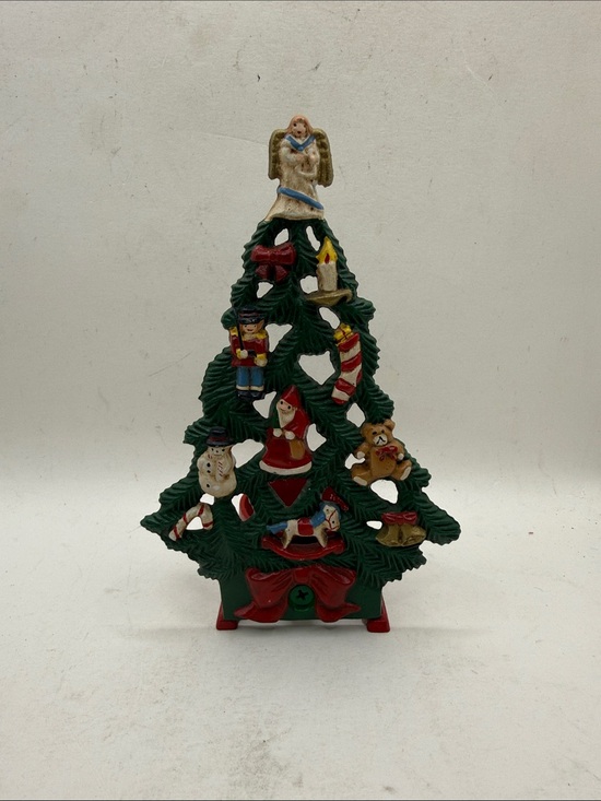 Other - Vtg Cast Iron Christmas Tree Tealite Decor Candle Santa Snowman Bear Collectible